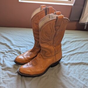 Vintage Stewart Fine Leather Side Zip Cowboy Boots M9.5 Brown/Tan
